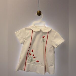 Vintage Kids Dress with Red Embroidery